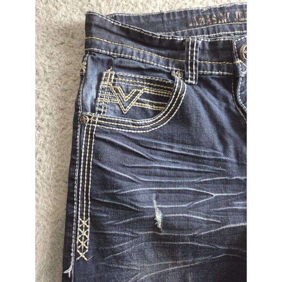 Lamasini Jeans Mens 30x30 Measure 28x32 Blue Denim Distressed Embellished Grunge - Picture 5 of 13